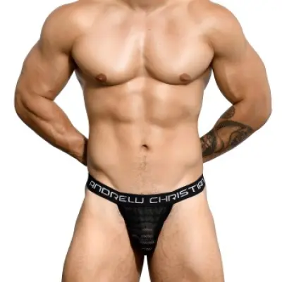 Andrew Christian Seductive Net Stripe Y-Back Thong * Fri Frakt *