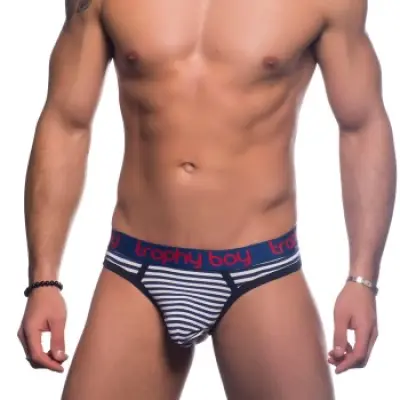Andrew Christian Trophy Boy Nautical Stripe Thong * Fri Frakt *