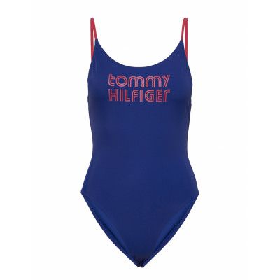 -Piece High Leg Baddräkt Badkläder Blå Tommy Hilfiger