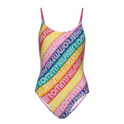 -Piece High Leg Baddräkt Badkläder Multi/mönstrad Tommy Hilfiger