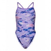 Womens Allover Digital Vback Sport Swimsuits Purple Speedo