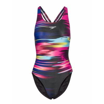 Mirrorglare Allover Powerback Baddräkt Badkläder Svart Speedo