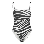 Mango Animal Print Swimsuit Svart