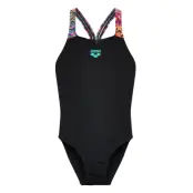 Arena Girl's Arena Ondulation Swimsuit V Back Black-Mult - Black - 12-13ÅR