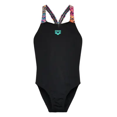 Arena Girl's Arena Ondulation Swimsuit V Back Black-Mult - Black - 6-7ÅR