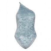 Asymmetric Velvet Swimsuit Baddräkt Badkläder Blue Filippa K