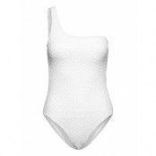 Asymmetrical Textured Swimsuit Baddräkt Badkläder White Mango