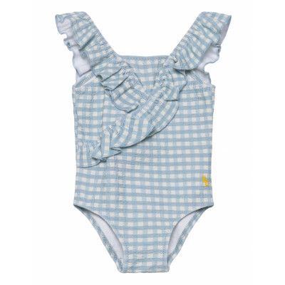 Bobo Choses Baby Vichy Ruffle Swimsuit Blå