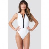 Calvin Klein Square Back One Piece Swimsuit - White