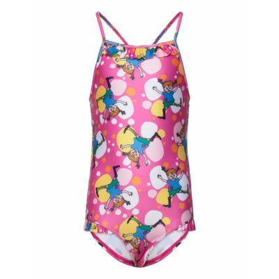 Pippi Langstrømpe Hjulning Baddräkt Rosa