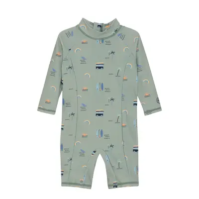 Color Kids Baby Suit L/S, Aop Grön