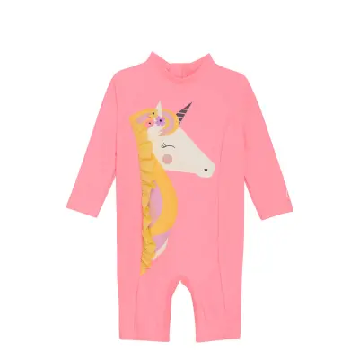 Color Kids Baby Suit L/S W. Application Rosa