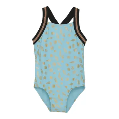 Color Kids Swimsuit W Elastic Straps, Aop Blå