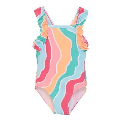 Color Kids Swimsuit W. Frills, Aop Multi/patterned