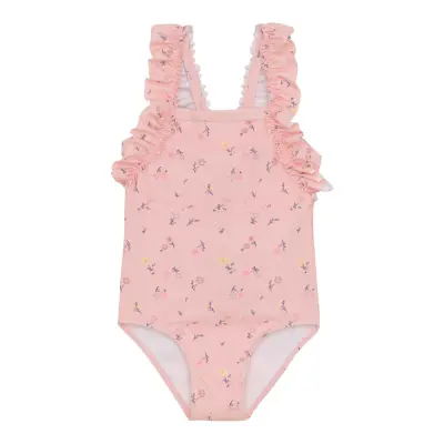 Color Kids Swimsuit W. Frills, Aop Rosa