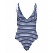 Edit Stripe Swimsuit Baddräkt Badkläder Blå Superdry