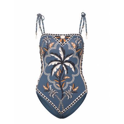 Malina Fern Tie Shoulder Printed Swimsuit Blå