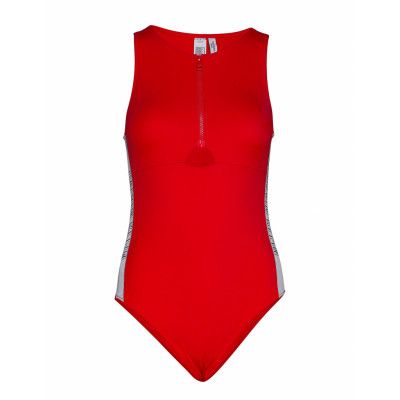 Front Zip Piece Baddräkt Badkläder Röd Calvin Klein