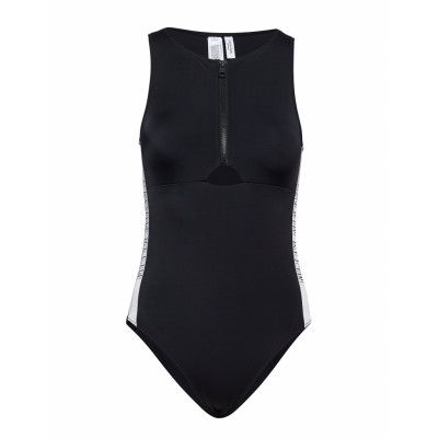 Front Zip Piece Baddräkt Badkläder Svart Calvin Klein