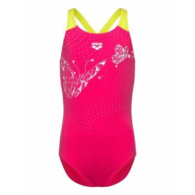 Girl's Arena Butterfly Swimsuit V Back Freak Rose- Baddräkt Badkläder Red Arena