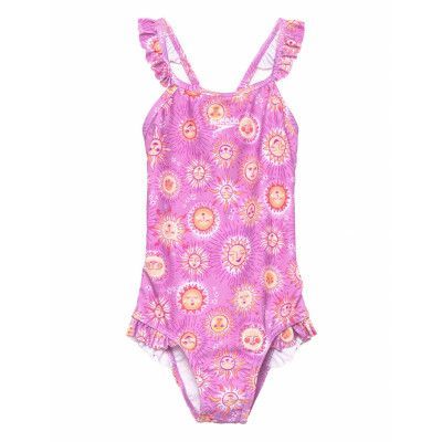 Girls Digital Frill Thinstrap Swimsuit Sport Swimsuits Rosa Speedo