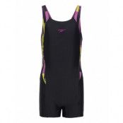 Speedo Girls Printed Panel Legsuit Svart