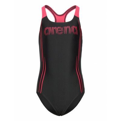 Arena Girl's Swimsuit Swim Pro Back Graphic Black-Fluo R Svart