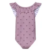 Hummel Hmljr Bee Aop Frill Swimsuit - Pink - 104