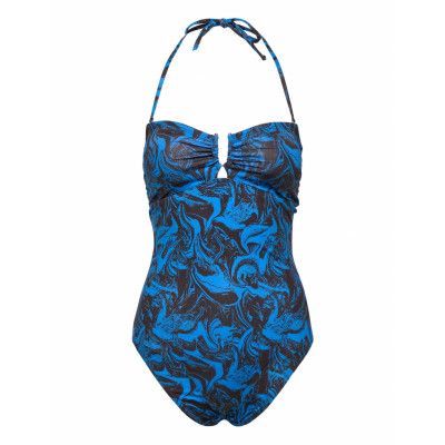 Kellygz Open Bk Swimsuit Baddräkt Badkläder Blå Gestuz
