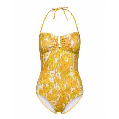 Kellygz Open Bk Swimsuit Baddräkt Badkläder Gul Gestuz