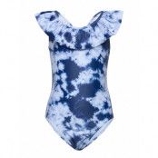 Kids Tie-Dye Ruffle Swim -Piece Baddräkt Badkläder Blå GAP