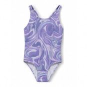 Kmgcaroline Tie Dye Uv50 Str Swimsuit Baddräkt Badkläder Purple Kids Only