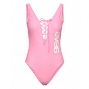 Lacing Front Swimsuit Baddräkt Badkläder Rosa Svea