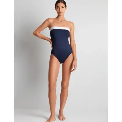 Lauren Ralph Lauren Swimwear Lrl Bel Air Modern Bandeau Mio Swim - Navy - 40