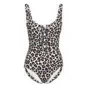 Leopard Lace Up Piece Baddräkt Badkläder Multi/mönstrad Michael Kors Swimwear