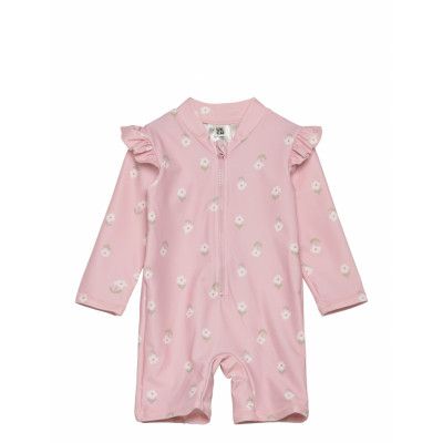 Lindex Sunprotection Suit W Frill Rosa