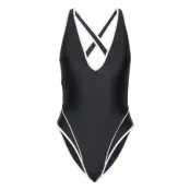 Mahot Piece High Leg Sport Swimsuits Svart Rip Curl