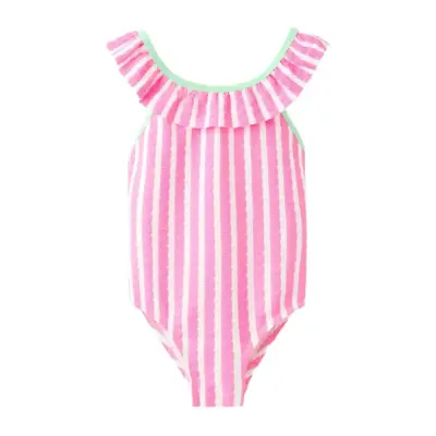 Mango Ruffle Striped Swimsuit - Pink - 18-24M