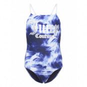 Juicy Couture Marble Print Swimsuit Marinblå