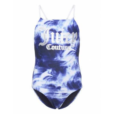 Juicy Couture Marble Print Swimsuit Marinblå