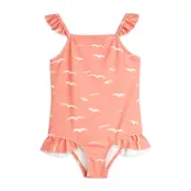 Mini Rodini Seagull Aop Frill Swimsuit Rosa