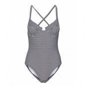 Mini Stripe Cross Back Underwire Piece Baddräkt Badkläder Blå Michael Kors Swimwear