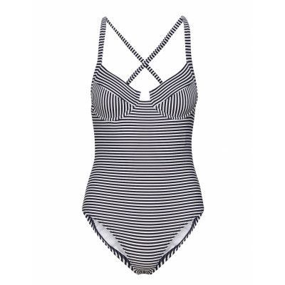 Mini Stripe Cross Back Underwire Piece Baddräkt Badkläder Blå Michael Kors Swimwear