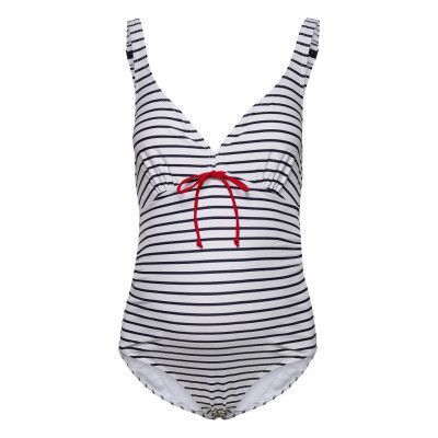 Mlnew Josefine Stripy Swimsuit Baddräkt Badkläder Vit Mamalicious