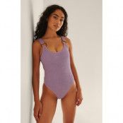 NA-KD Swimwear Baddräkt Med Smock Och Cirkel Med Sköldpaddseffekt - Purple