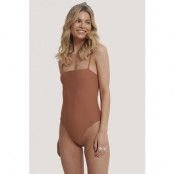 NA-KD Swimwear Baddräkt Med Tunna Band - Brown