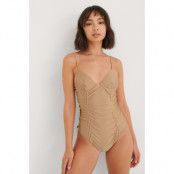 NA-KD Swimwear Dragsko Baddräkt - Beige