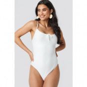 NA-KD Swimwear Structured Front Drawstring Swimsuit - White