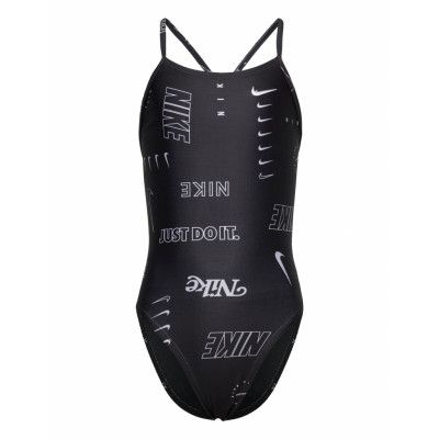 Nike G Lace Up Back Piece Sport Swimsuits Svart NIKE SWIM
