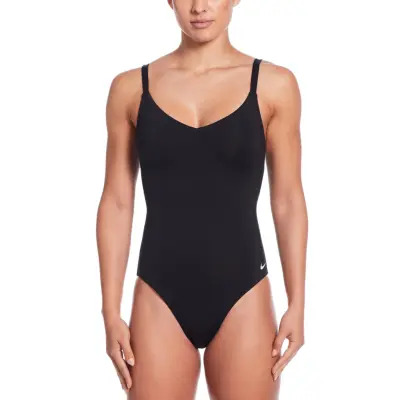 NIKE SWIM Nike Essential V Neck One Piece - Black - XL